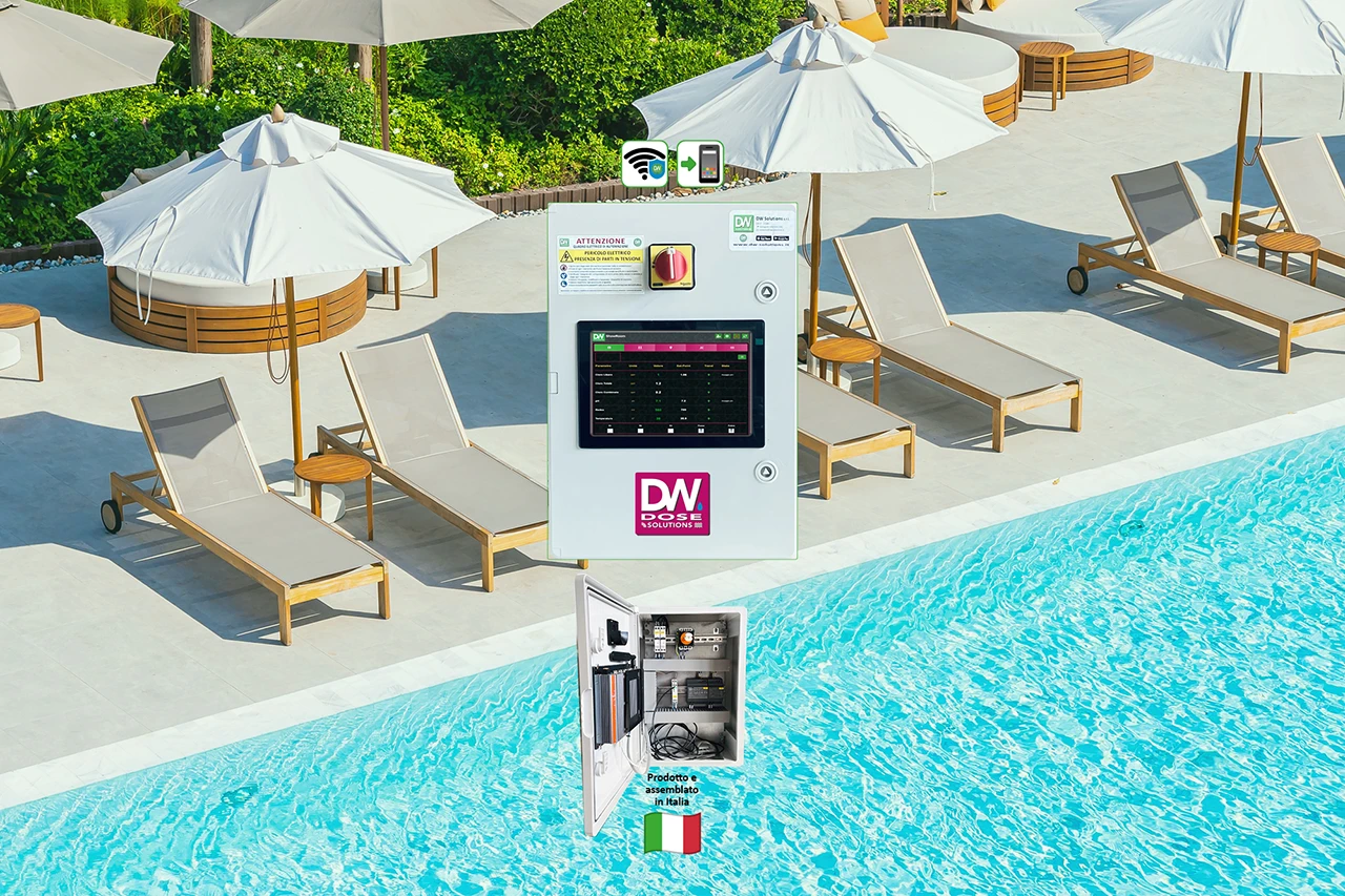 DWS Dose, pannello autonomo per analisi e dosaggio della piscina